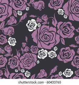 Vector Seamless vintage flower rose pattern (from my big "Seamless pattern collection")