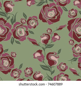 Vector Seamless vintage flower rose pattern (from my big "Seamless pattern collection")