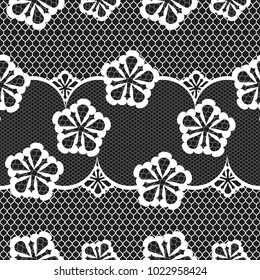 vector seamless vintage lace pattern, black and white