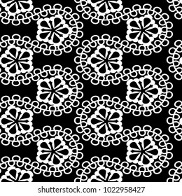 vector seamless vintage lace pattern, black and white