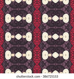 Vector Seamless Vintage Lace Pattern. Hand Drawn Tile Texture, Ethnic Ornament