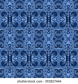 Vector Seamless Vintage Lace Pattern. Hand Drawn Tile Texture, Ethnic Ornament
