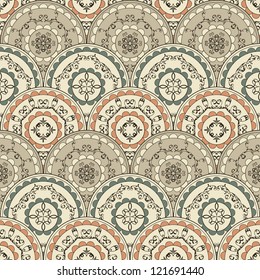vector seamless vintage oriental wallpaper pattern, fully editable eps 8 file,fully editable eps 8 file with clipping mask and seamless pattern in swatch menu