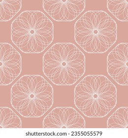 Vector seamless vintage pattern of abstract white flowers on a pink background