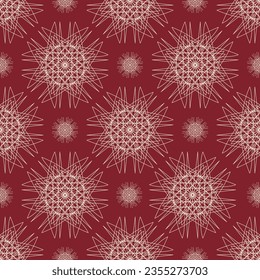 Vector seamless vintage pattern of abstract lace flowers on red background