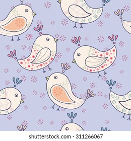 Vector seamless vintage pattern with birds