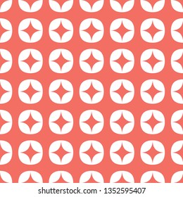 Vector seamless vintage pattern, coral pink geometric design.