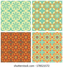Vector seamless vintage pattern. Floral geometric ornament. Endless texture for wallpaper, surface textures, pattern fills, web page background. Set