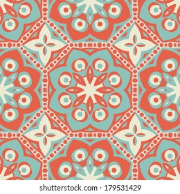 Vector seamless vintage pattern. Floral geometric ornament. Endless texture for wallpaper, surface textures, pattern fills, web page background