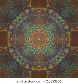 Vector seamless vintage pattern in yellow and blue colors. For printing on fabric, scrapbooking, gift wrapping.