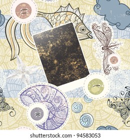 vector seamless vintage scrap vocation template design, clipping masks, elements can be used separately