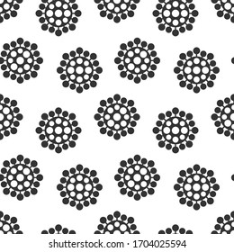 Vector seamless virus pattern. Cartoon black and white cell design. Artistic endless bacteria background.