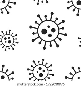 Vector seamless virus pattern. Cartoon black and white cell design. Artistic endless bacteria background. Coronavirus, covid-19, ncov simple print.