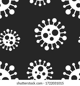 Vector seamless virus pattern. Cartoon black and white cell design. Artistic endless bacteria background. Coronavirus, covid-19, ncov simple print.