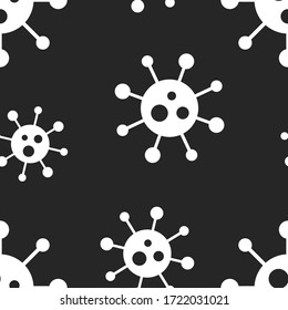 Patrón de virus sin fisuras del vector. Dibujo en blanco y negro. Fondo artístico interminable de bacterias. Coronavirus, covid-19, ncov simple impresión.