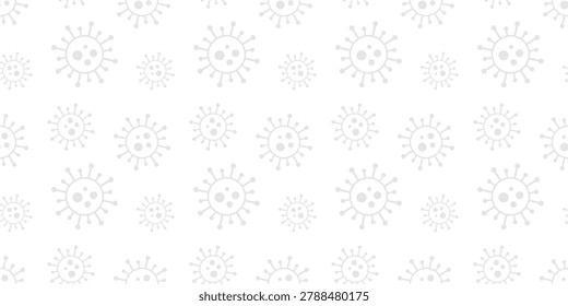 Vector seamless virus pattern. Cartoon repeatable light monochrome bacteria background. Gray and white design