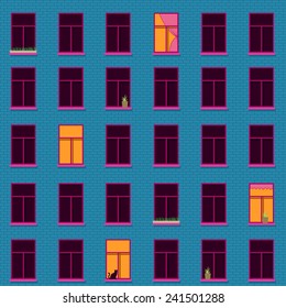vector seamless wall with windows