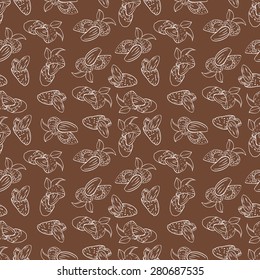 vector seamless Wallpaper with almond nuts in different forms