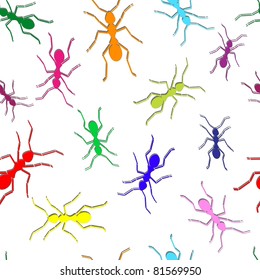 Vector seamless wallpaper with ants