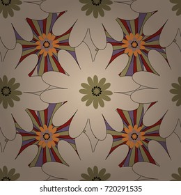Vector seamless wallpaper of beige, neutral and red artistic flowers.