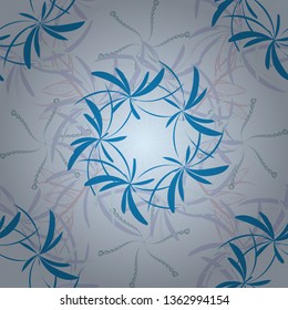 Vector seamless wallpaper of blue, neutral and gray artistic flowers.