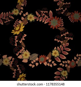 Vector seamless wallpaper of brown, orange and black artistic flowers.