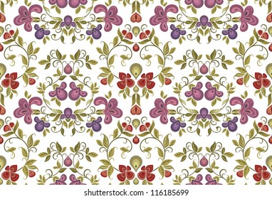 Vector seamless wallpaper with floral ornaments. - Shutterstock ID 116185699