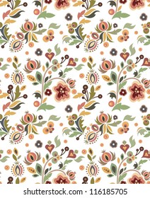 Vector seamless wallpaper with floral ornaments.