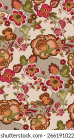 Vector seamless wallpaper with floral ornaments