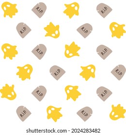 
Vector seamless wallpaper with halloween ghosts and tombstones