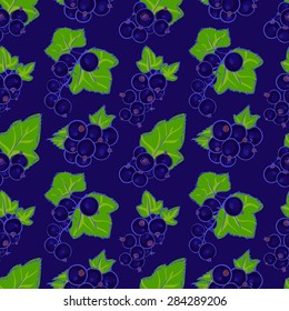 vector seamless wallpaper with images of black currant in doodle stile