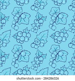 vector seamless wallpaper with images of currant in doodle stile