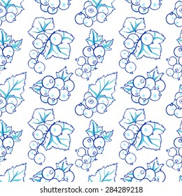vector seamless wallpaper with images of currant in doodle stile