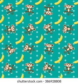 vector seamless Wallpaper with the monkey eps 10.