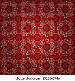 Vector seamless wallpaper of orange, red and brown artistic flowers.