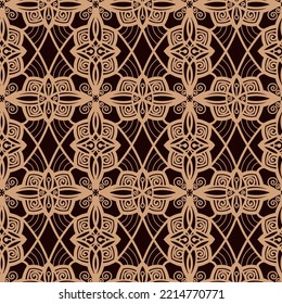 Vector seamless wallpaper. The ornament of the pattern is made in brown tones. For the design and decoration of textiles, upholstery fabrics