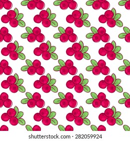 vector seamless wallpaper pattern with the image of the berries cowberries