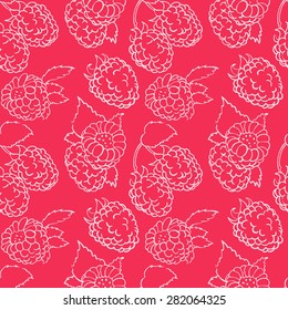 vector seamless wallpaper pattern with the image of the berries raspberries