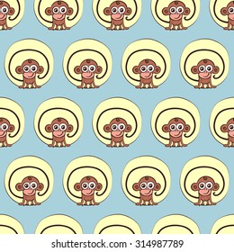 vector seamless Wallpaper with symbols of the new 2016, the monkey, the symbol of the year