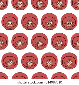 vector seamless Wallpaper with symbols of the new 2016, the monkey, the symbol of the year