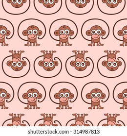 vector seamless Wallpaper with symbols of the new 2016, the monkey, the symbol of the year