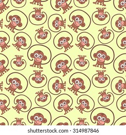 vector seamless Wallpaper with symbols of the new 2016, the monkey, the symbol of the year