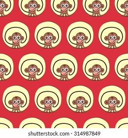vector seamless Wallpaper with symbols of the new 2016, the monkey, the symbol of the year