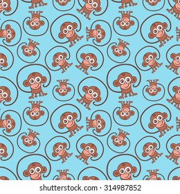 vector seamless Wallpaper with symbols of the new 2016, the monkey, the symbol of the year