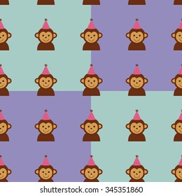 Vector seamless Wallpaper with symbols of the new 2016, the monkey, the symbol of the year