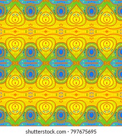 Vector Seamless Wallpaper. Vintage Colorful Pattern. Retro Color Background
