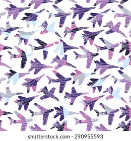 Vector seamless war planes pattern