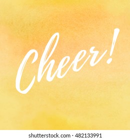 Vector seamless watercolor abstract background. Inscription Cheer. Hand drawing.