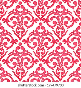 Vector seamless watercolor baroque damask luxury background