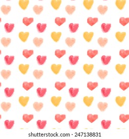 Vector seamless watercolor hearts background